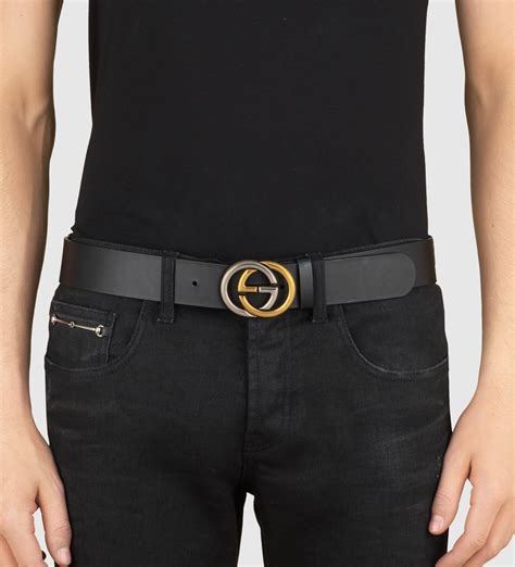 gucci women's black leather belt.